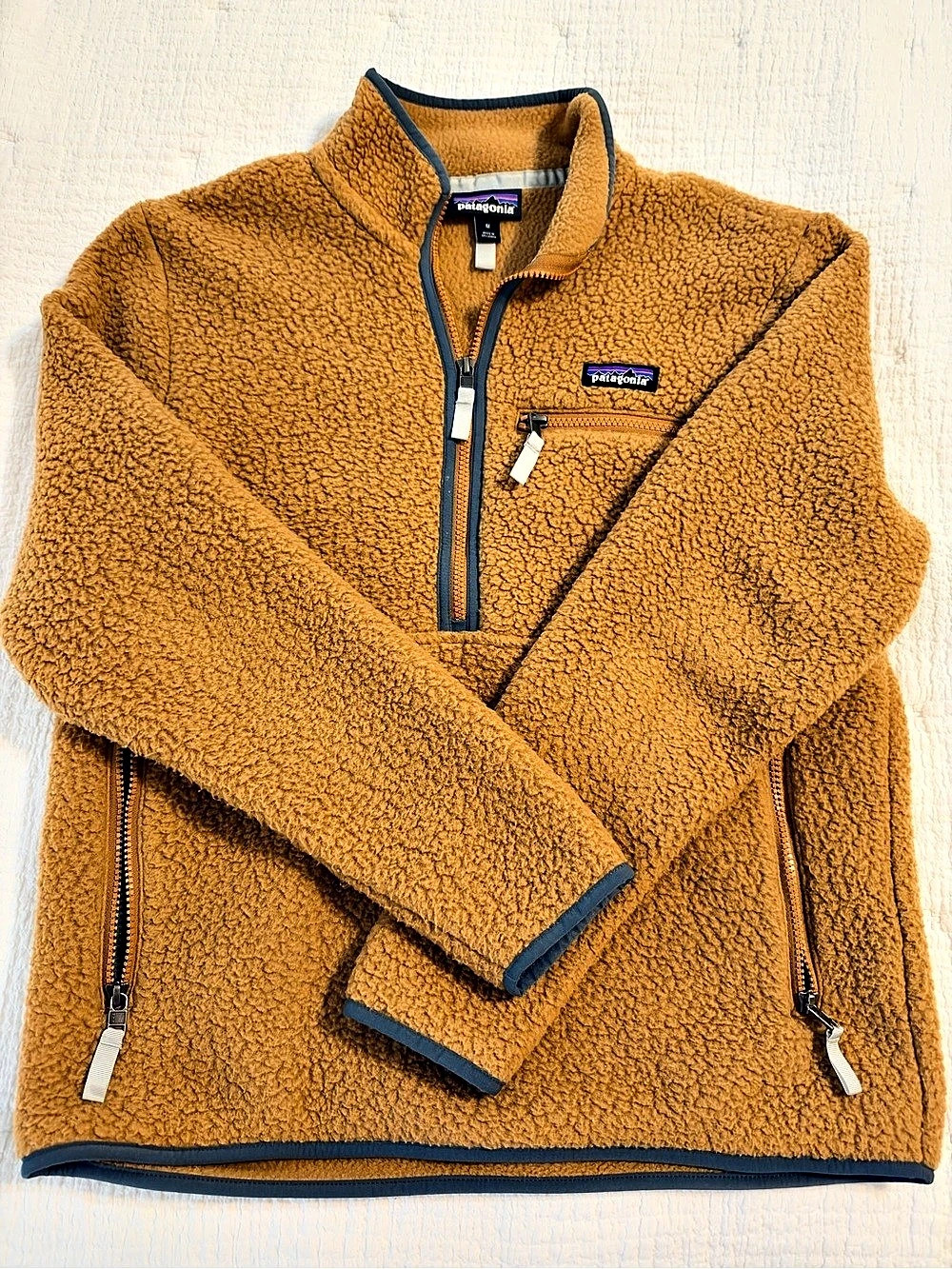 Patagonia Retro Pile Marsupial Pullover Fleece Size Medium Brown